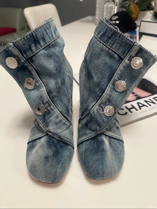 AZALEA WANG MORIAH DENIM STILETTO BOOTIE - Picture 3 of 6